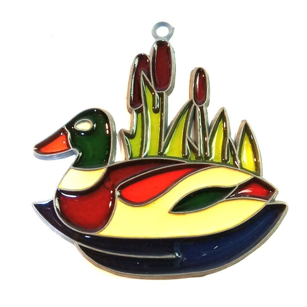 Vtg Mallard Duck 🦆Sun Catcher~ Stained “Glass” Look Window Decoration Ornament
